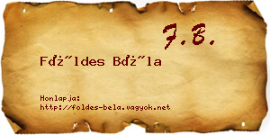 Földes Béla névjegykártya